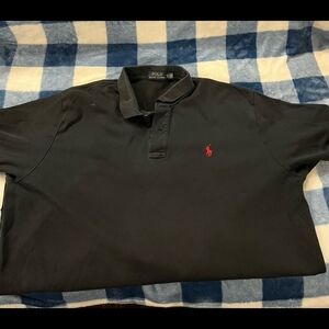 Polo by Ralph Lauren Men's Black Polo Shirt with Red Logo Size XL